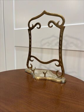 Brass Decorative Plate or Picture Stand Holder in Gold Tone